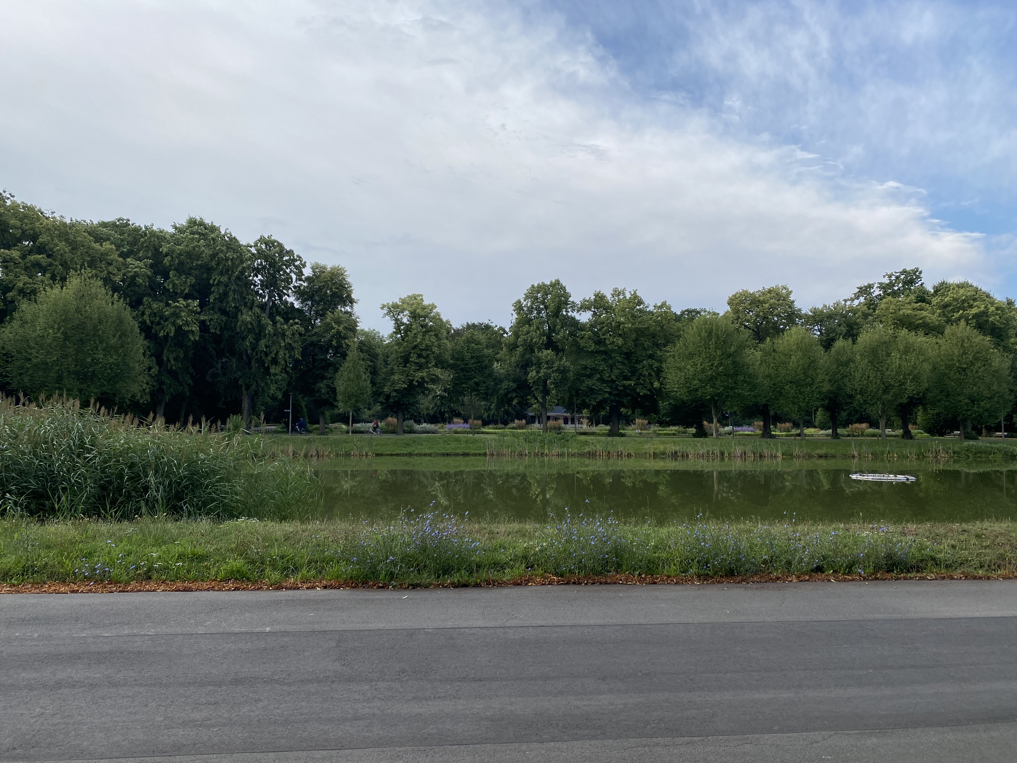 Das Elsterflutbecken durchzieht den Clara-Park